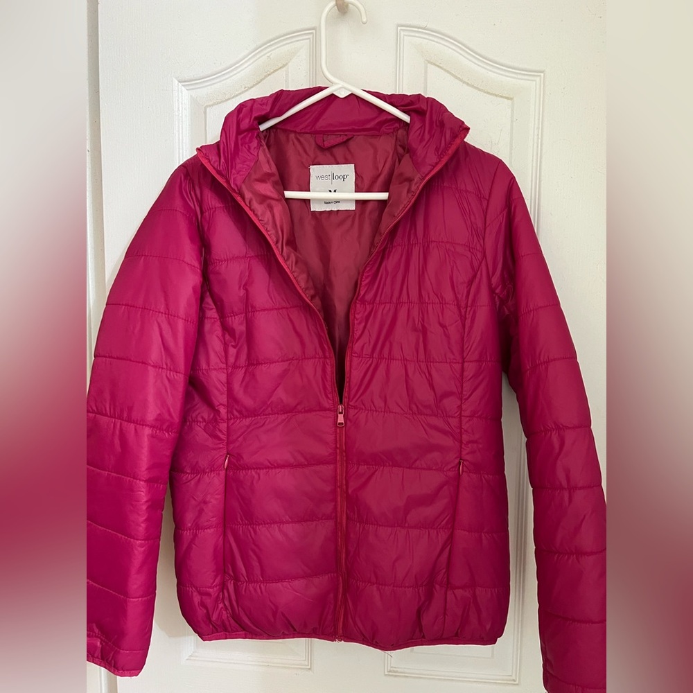 Hot Pink Lightweight Packable Puffer Jacket